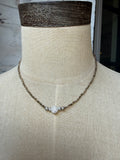 Gold Hematite Beads with Center Rhinestone Rondelle