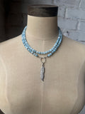 Aquamarine Silver Feather