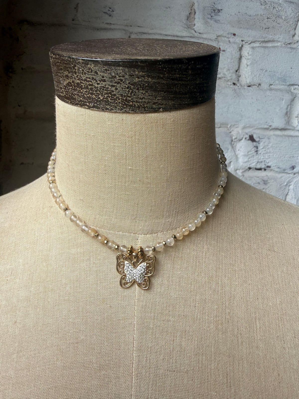 Beige Quartz with Vintage Butterfly