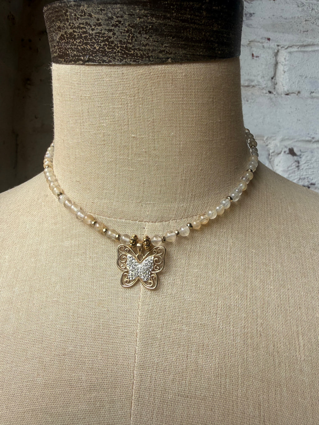 Beige Quartz with Vintage Butterfly