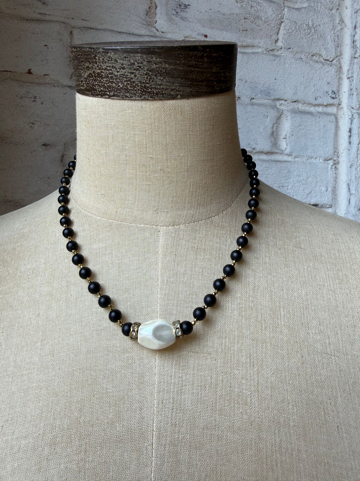 Black Beaded & Center Pearl