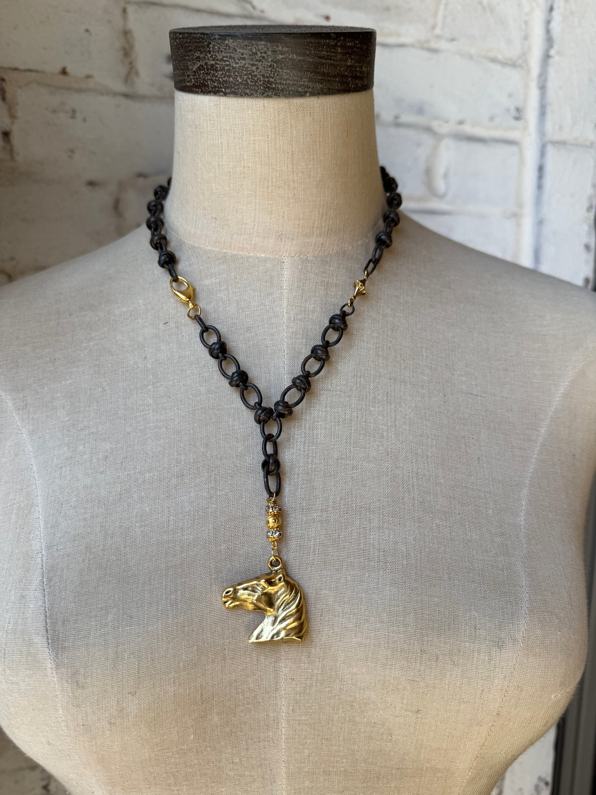 Brown Chain with Gold Horse