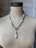Grey/White Beads with Drop