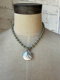 Light Green Pearl Beads with Unique Shell Charm