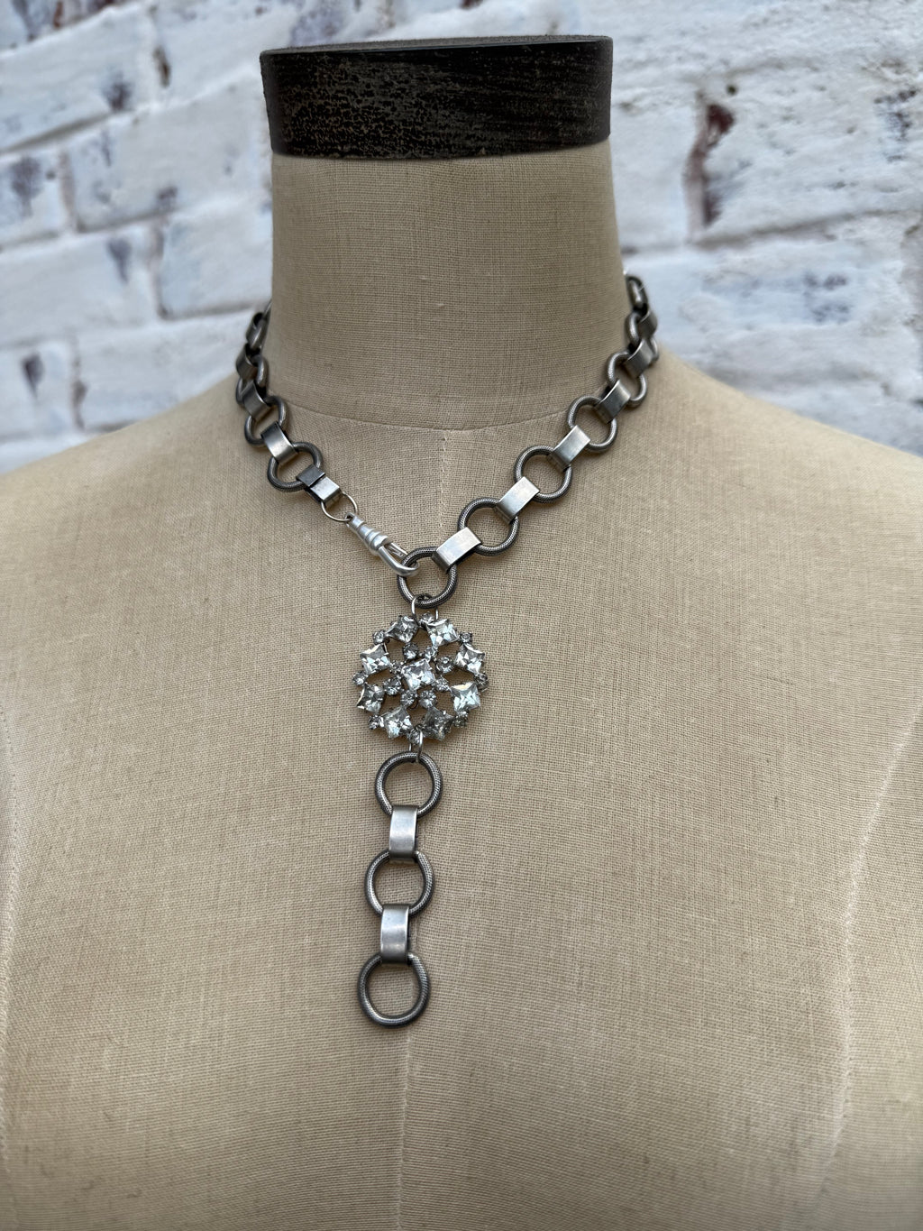 Silver Brooch with Dangle