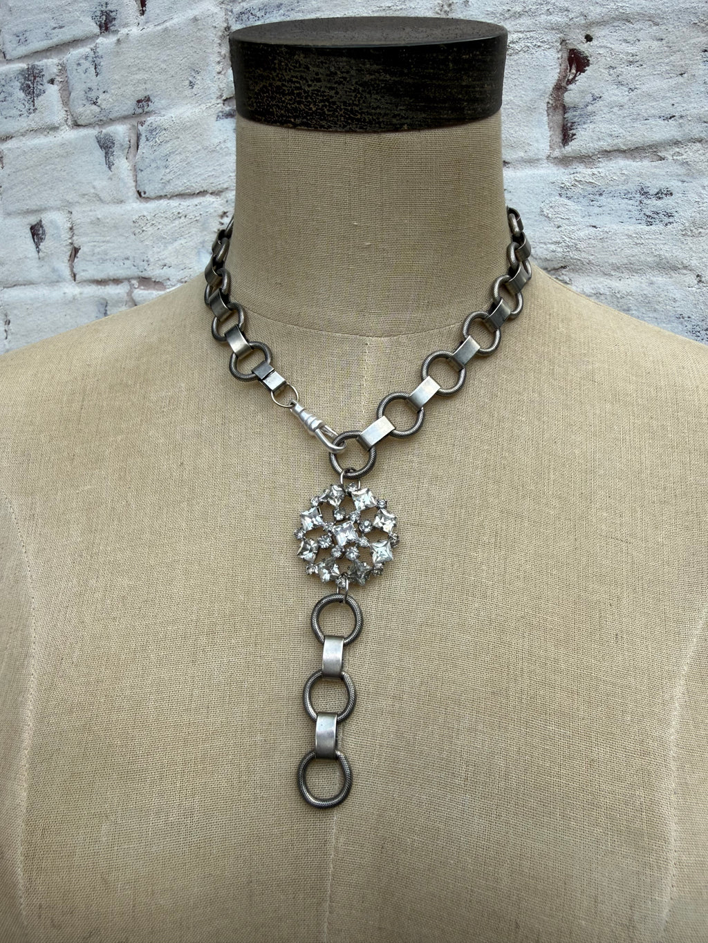 Silver Brooch with Dangle