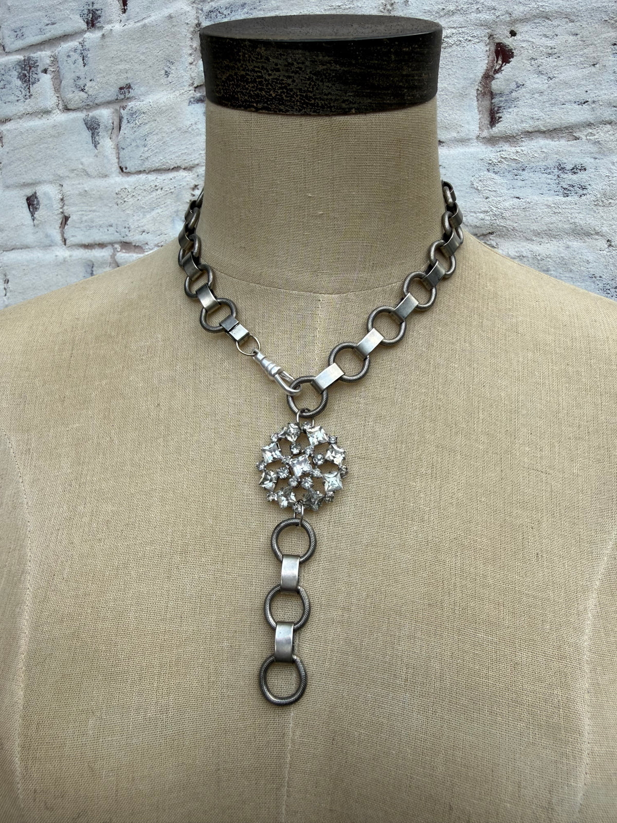 Silver Brooch with Dangle