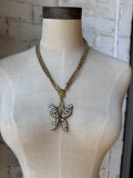 Vintage Butterfly with Rhinestones and Pearls