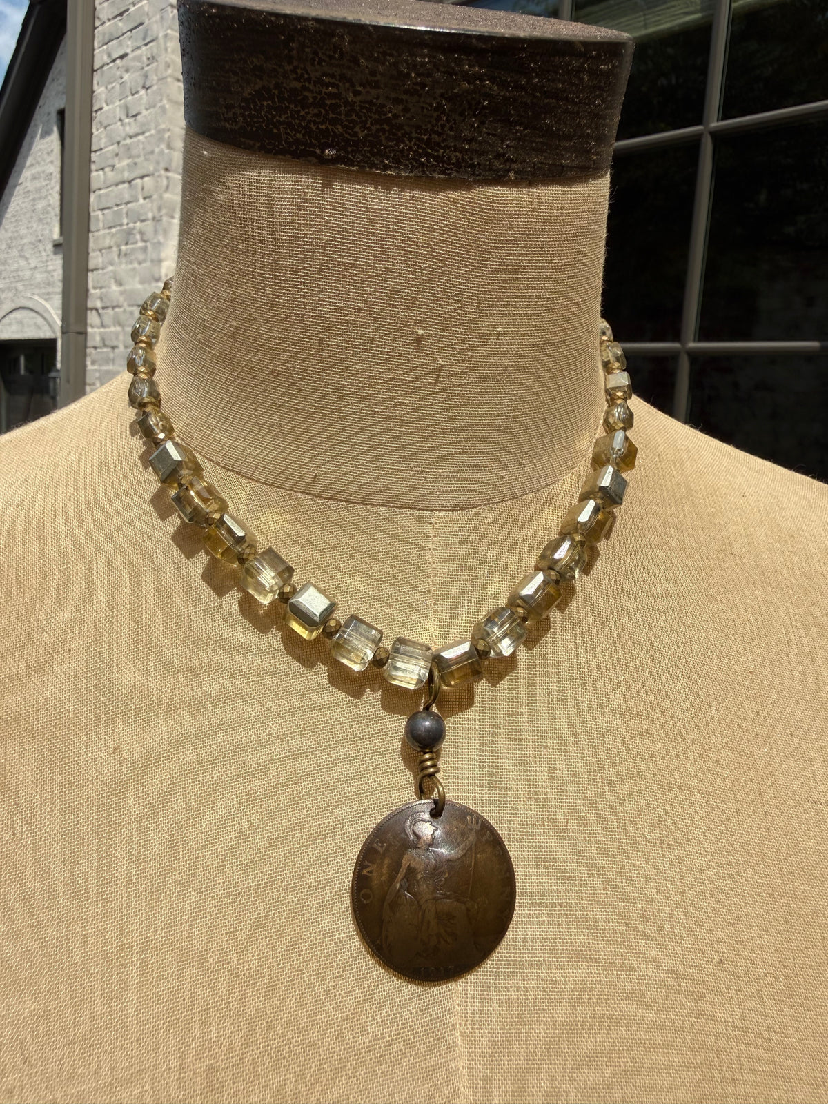 Vintage German Warrior with Beige Glass Beads