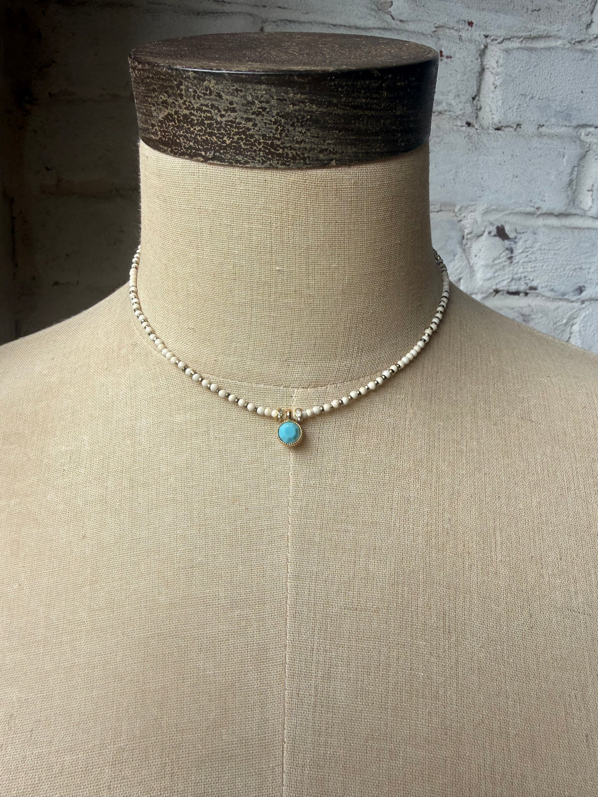 White with Turquoise Drop