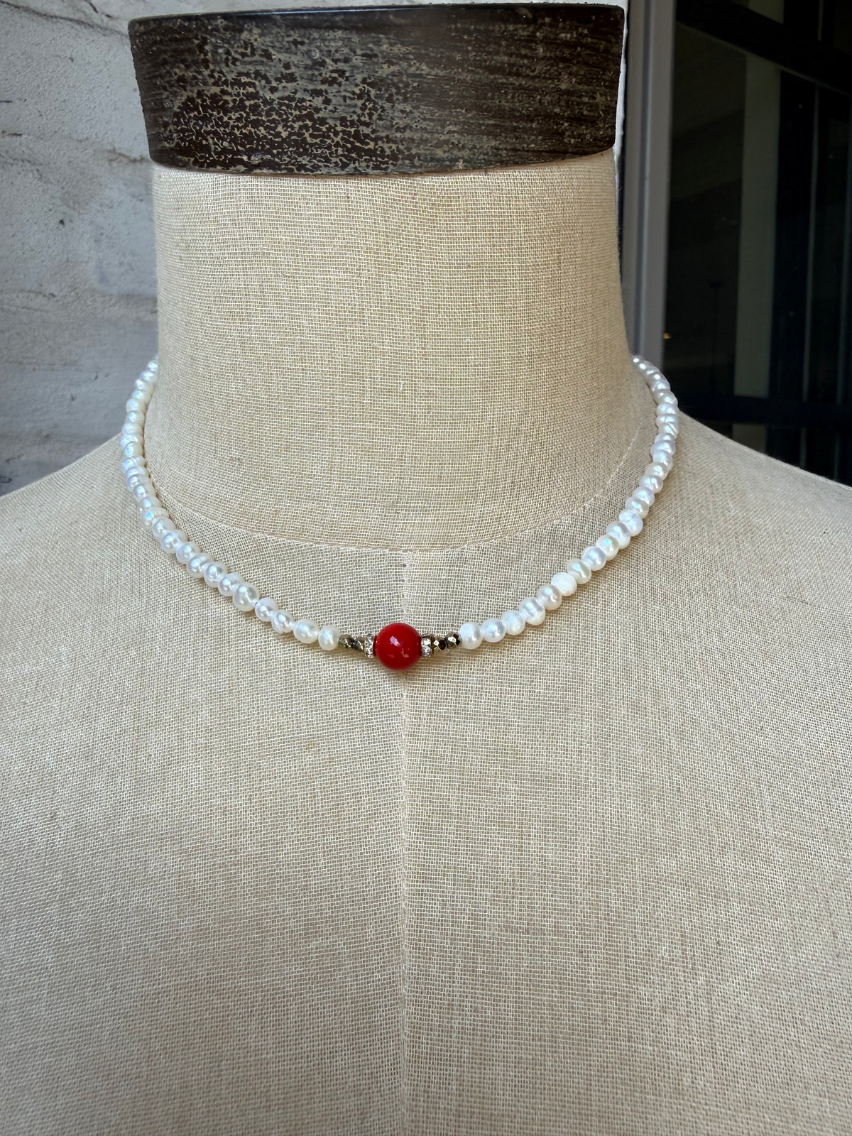 Pearls with Red Center Bead